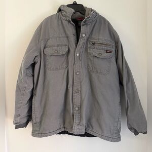 Dickies Mens Utility Hooded Jacket Size L Gray Rugged Outdoors Camping